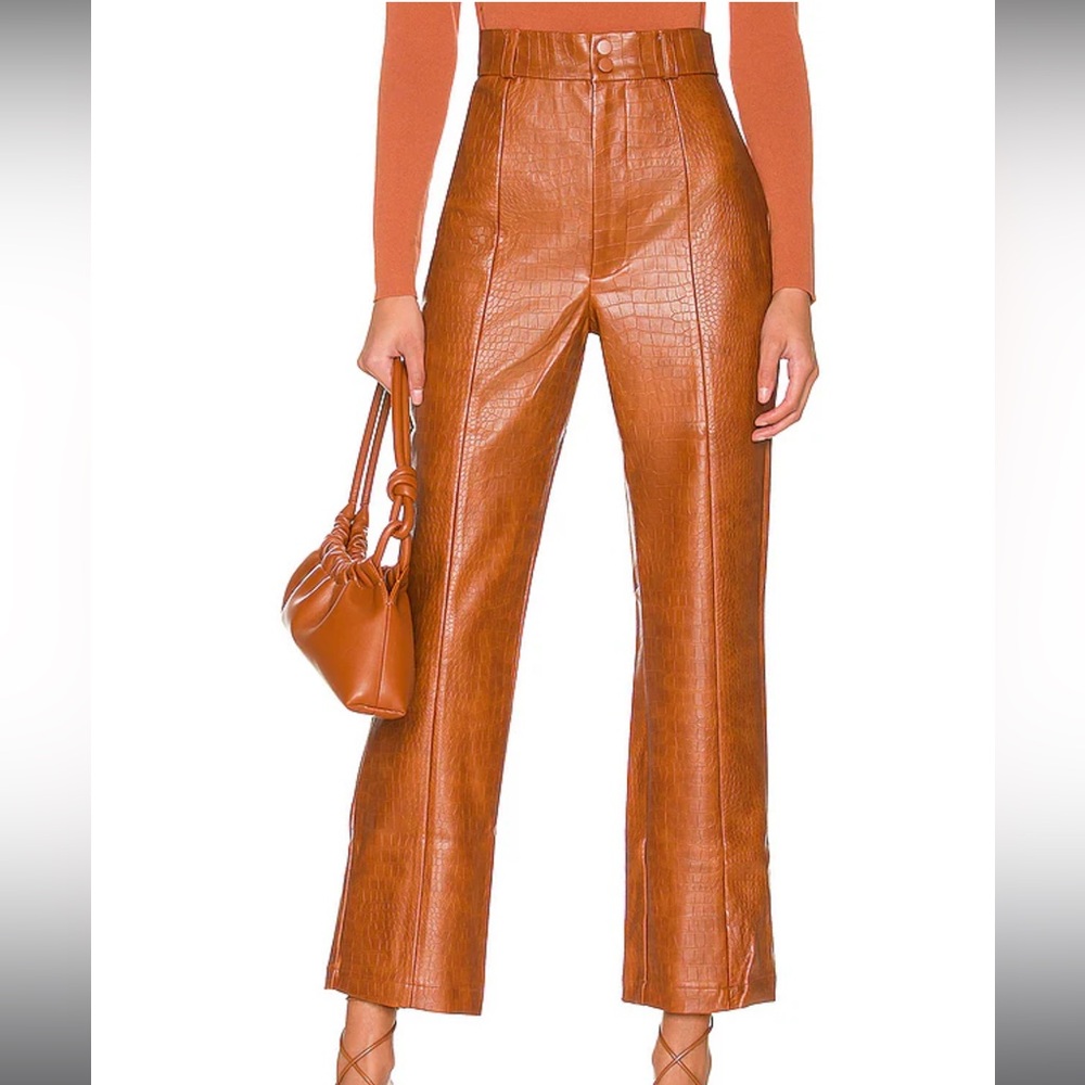 NWT Revolve Bardot croc vegan leather pant tan croc XL blogger favorite